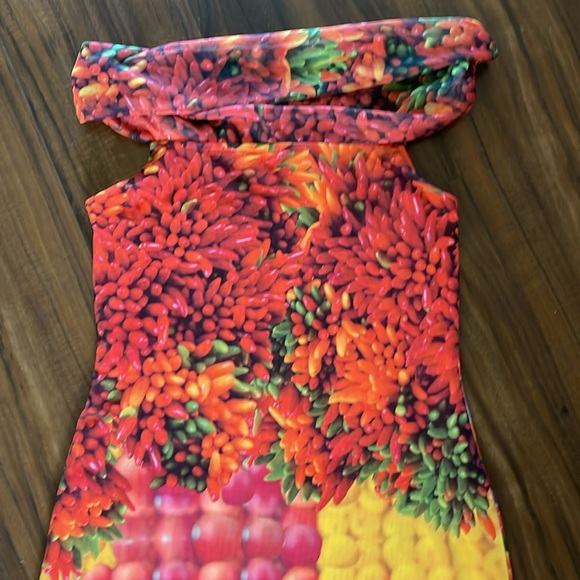 New Zara Picante All Over Print Over The Shoulder Tulle Maxi Dress - Picture 9 of 15